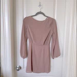 Tobi Chiffon Long Sleeve Dress Taupe Small